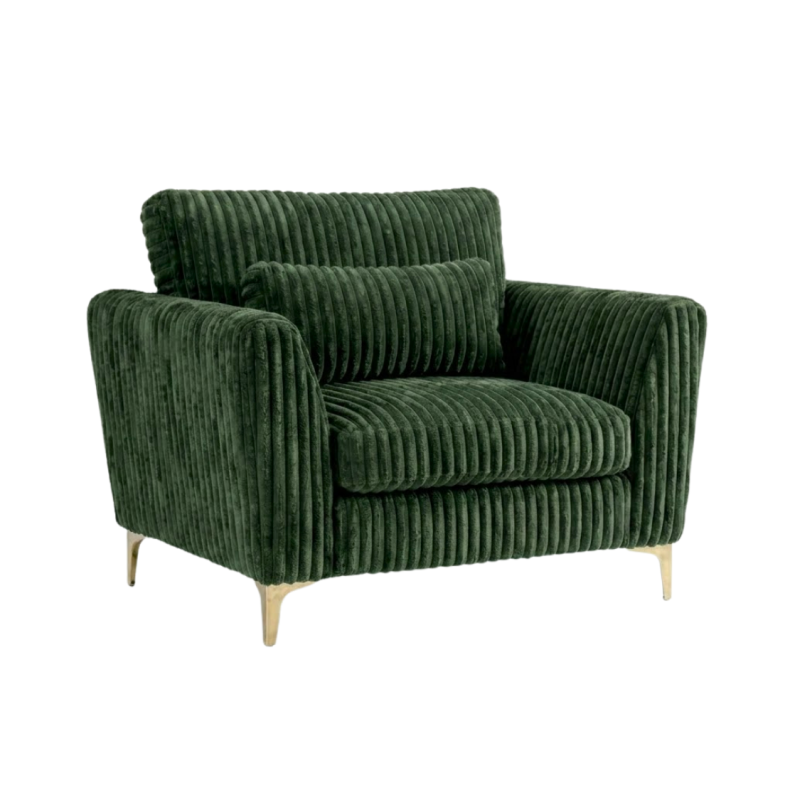Fauteuil Islati velours grosses côtes vert - Le Dépôt Bailleul