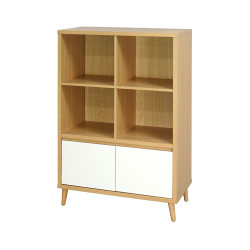 Bibliothèque petit modèle 2 portes Pier blanc crème / effet bois - Le Dépôt Bailleul