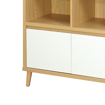 Bibliothèque grand modèle 2 portes Pier blanc crème / effet bois - Le Dépôt Bailleul