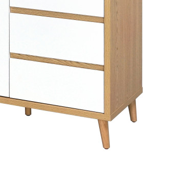 Buffet 2 portes 3 tiroirs Pier blanc crème / effet bois - Le Dépôt Bailleul