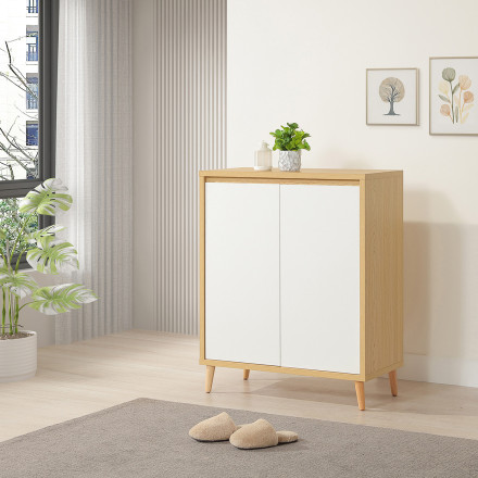 Buffet petit modèle 2 portes Pier blanc crème / effet bois - Le Dépôt Bailleul