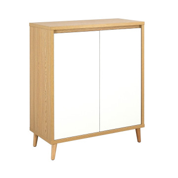 Buffet petit modèle 2 portes Pier blanc crème / effet bois - Le Dépôt Bailleul