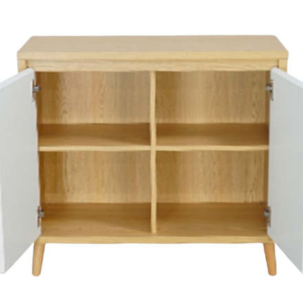 Buffet petit modèle 2 portes Pier blanc crème / effet bois - Le Dépôt Bailleul