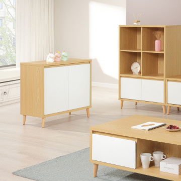 Buffet petit modèle 2 portes Pier blanc crème / effet bois - Le Dépôt Bailleul