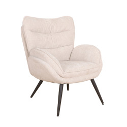 Fauteuil bas Tiago tissu beige pieds métal Takasit - Le Dépôt Bailleul