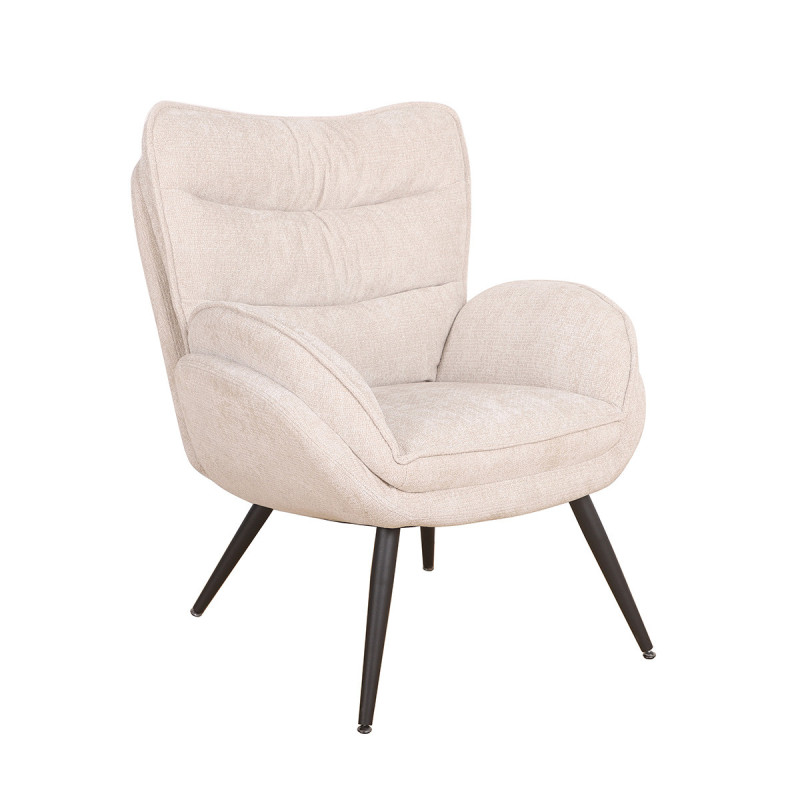 Fauteuil bas Tiago tissu beige pieds métal Takasit - Le Dépôt Bailleul