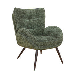 Fauteuil bas Tiago tissu vert pieds métal Takasit- Le Dépôt Bailleul