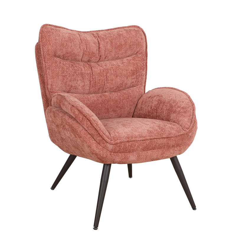 Fauteuil bas Tiago tissu terracotta pieds métal Takasit - Le Dépôt Bailleul