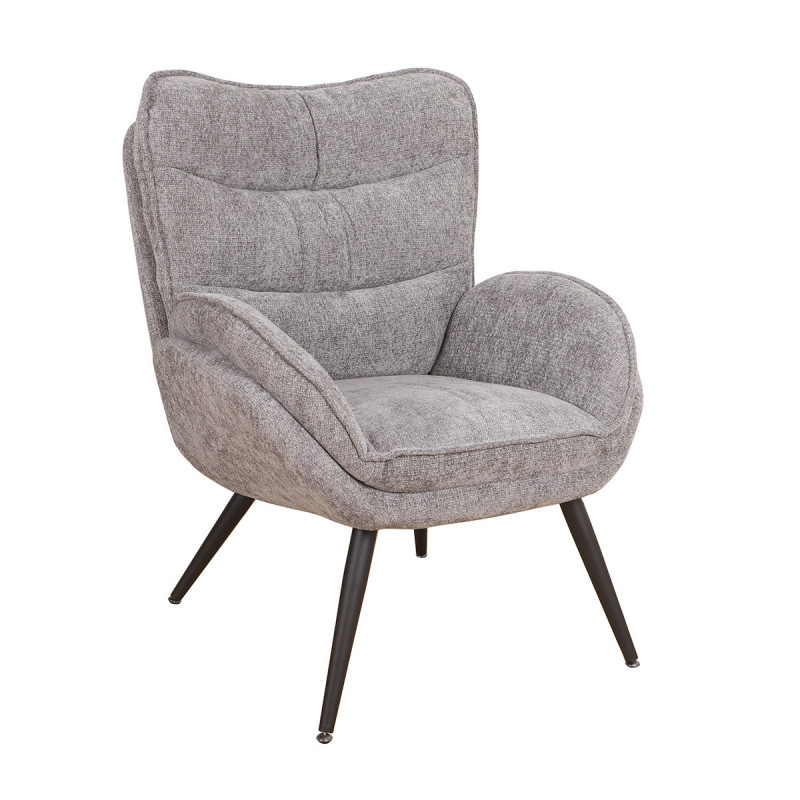 Fauteuil bas Tiago tissu gris pieds métal Takasit - Le Dépôt Bailleul
