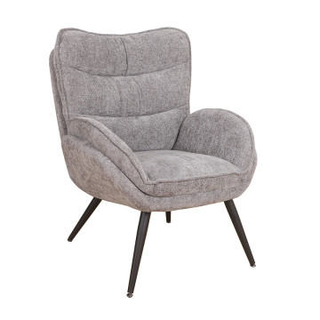 Fauteuil bas Tiago tissu gris pieds métal Takasit - Le Dépôt Bailleul