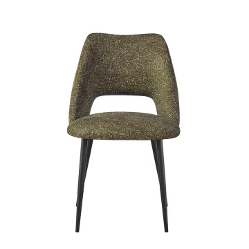 Chaise repas tissu chenille vert Tom Takasit  - Le Dépôt Bailleul