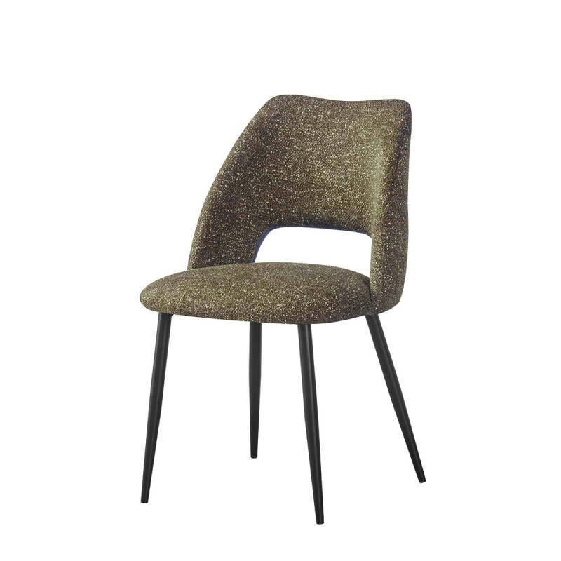 Chaise repas tissu chenille vert Tom Takasit  - Le Dépôt Bailleul
