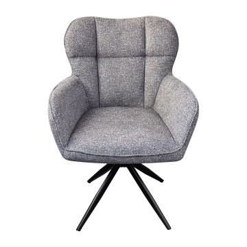 Fauteuil repas pivotant tissu chenille gris Malo Takasit  - Le Dépôt Bailleul