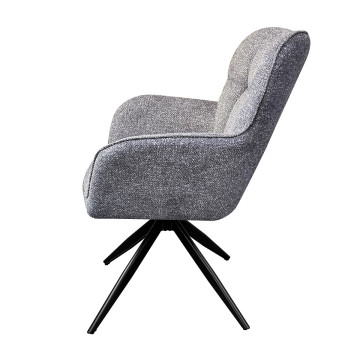 Fauteuil repas pivotant tissu chenille gris Malo Takasit  - Le Dépôt Bailleul