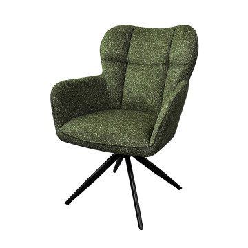 Fauteuil repas pivotant tissu chenille vert Malo Takasit  - Le Dépôt Bailleul