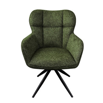 Fauteuil repas pivotant tissu chenille vert Malo Takasit  - Le Dépôt Bailleul