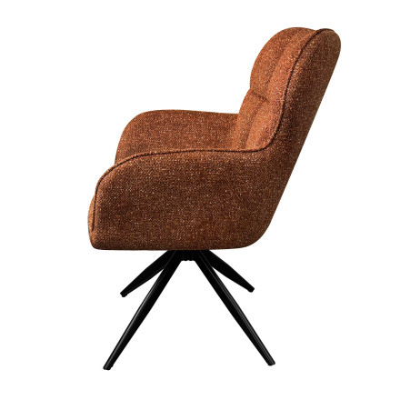 Fauteuil repas pivotant tissu chenille terracotta Malo Takasit  - Le Dépôt Bailleul