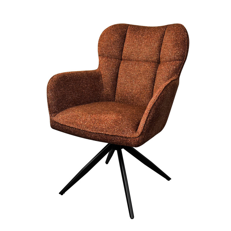 Fauteuil repas pivotant tissu chenille terracotta Malo Takasit  - Le Dépôt Bailleul