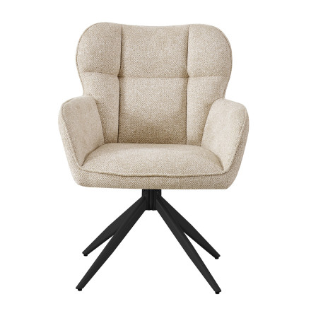 Fauteuil repas pivotant tissu chenille beige Malo Takasit  - Le Dépôt Bailleul