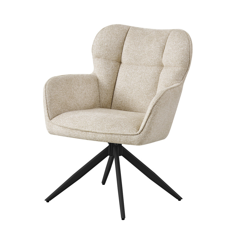 Fauteuil repas pivotant tissu chenille beige Malo Takasit  - Le Dépôt Bailleul
