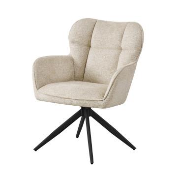 Fauteuil repas pivotant tissu chenille beige Malo Takasit  - Le Dépôt Bailleul