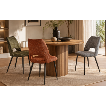 Chaise repas tissu chenille terracotta  Tom Takasit  - Le Dépôt Bailleul