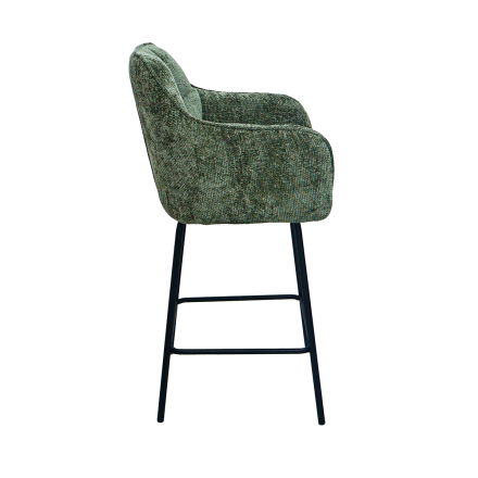 Tabouret de bar Zoé tissu chenille vert Takasit - Le Dépôt Bailleul