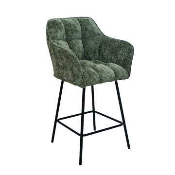Tabouret de bar Zoé tissu chenille vert Takasit - Le Dépôt Bailleul