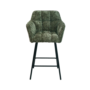 Tabouret de bar Zoé tissu chenille vert Takasit - Le Dépôt Bailleul