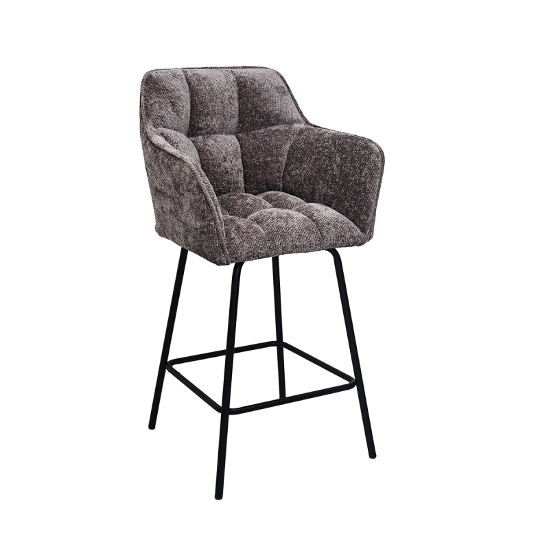 Tabouret de bar Zoé tissu chenille gris Takasit - Le Dépôt Bailleul