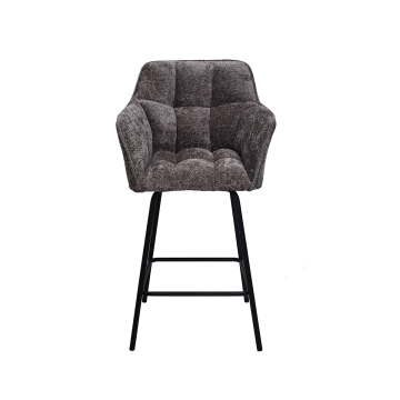 Tabouret de bar Zoé tissu chenille gris Takasit - Le Dépôt Bailleul