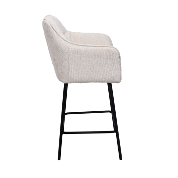Tabouret de bar Zoé tissu chenille beige Takasit - Le Dépôt Bailleul