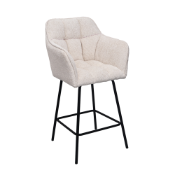 Tabouret de bar Zoé tissu chenille beige Takasit - Le Dépôt Bailleul