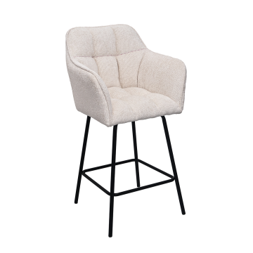 Tabouret de bar Zoé tissu chenille beige Takasit - Le Dépôt Bailleul