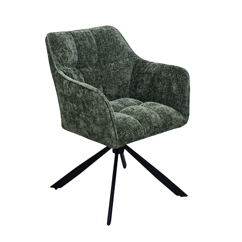 Chaise repas Zoé vert pieds métal noir Takasit - Le Dépôt Bailleul