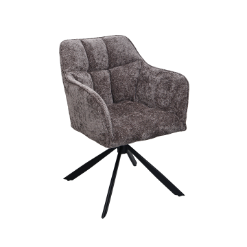 Chaise repas Zoé gris pieds métal noir Takasit  - Le Dépôt Bailleul