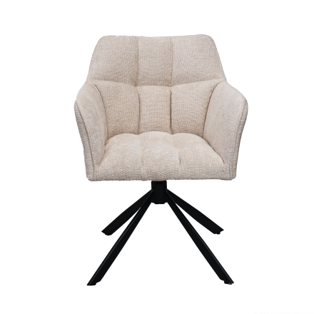 Chaise repas Zoé beige pieds métal noir Takasit  - Le Dépôt Bailleul