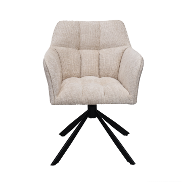 Chaise repas Zoé beige pieds métal noir Takasit  - Le Dépôt Bailleul