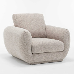 Fauteuil 1 place Elia tissu taupe chiné Takasit - Le Dépôt Bailleul