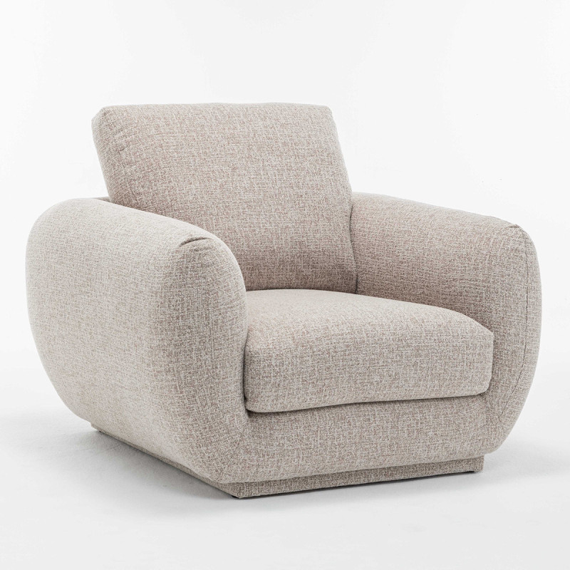 Fauteuil 1 place Elia tissu taupe chiné Takasit - Le Dépôt Bailleul