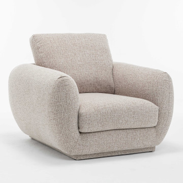 Fauteuil 1 place Elia tissu taupe chiné Takasit - Le Dépôt Bailleul