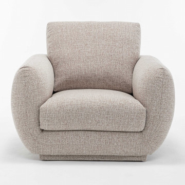 Fauteuil 1 place Elia tissu taupe chiné Takasit - Le Dépôt Bailleul