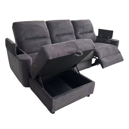 Canapé angle gauche relax électrique gris Gabin Takasit - Le Dépôt Bailleul