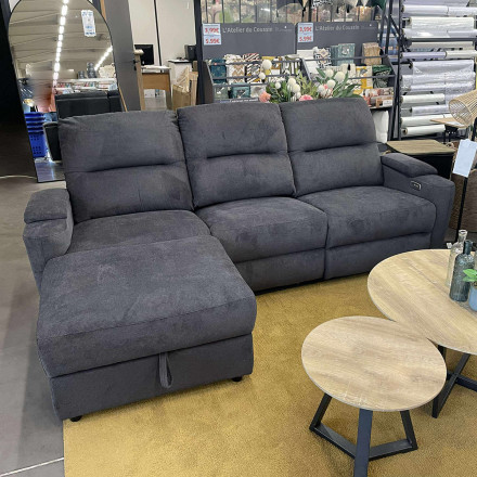 Canapé angle gauche relax électrique gris Gabin Takasit - Le Dépôt Bailleul