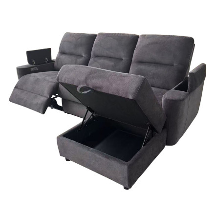 Canapé d'angle droit relax électrique gris Gabin Takasit - Le Dépôt Bailleul