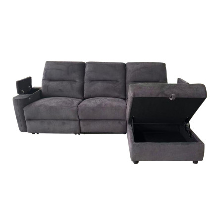 Canapé d'angle droit relax électrique gris Gabin Takasit - Le Dépôt Bailleul