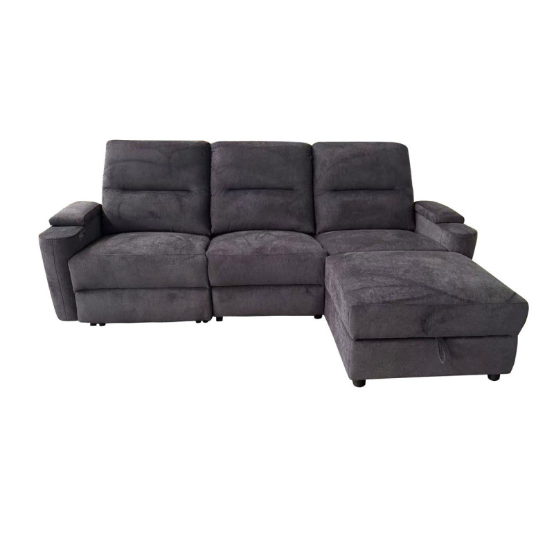 Canapé d'angle droit relax électrique gris Gabin Takasit - Le Dépôt Bailleul