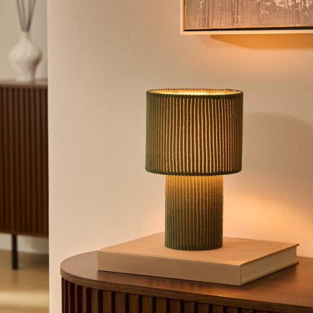 Lampe à poser côtelée Jolina H28 kaki Atmosphera  - Le Dépôt Bailleul
