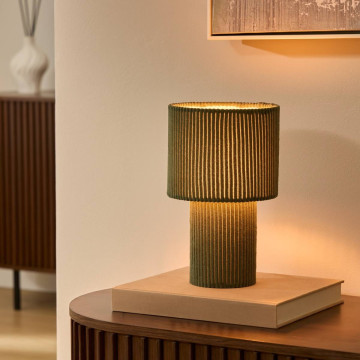 Lampe à poser côtelée Jolina H28 kaki Atmosphera  - Le Dépôt Bailleul