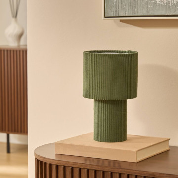 Lampe à poser côtelée Jolina H28 kaki Atmosphera  - Le Dépôt Bailleul